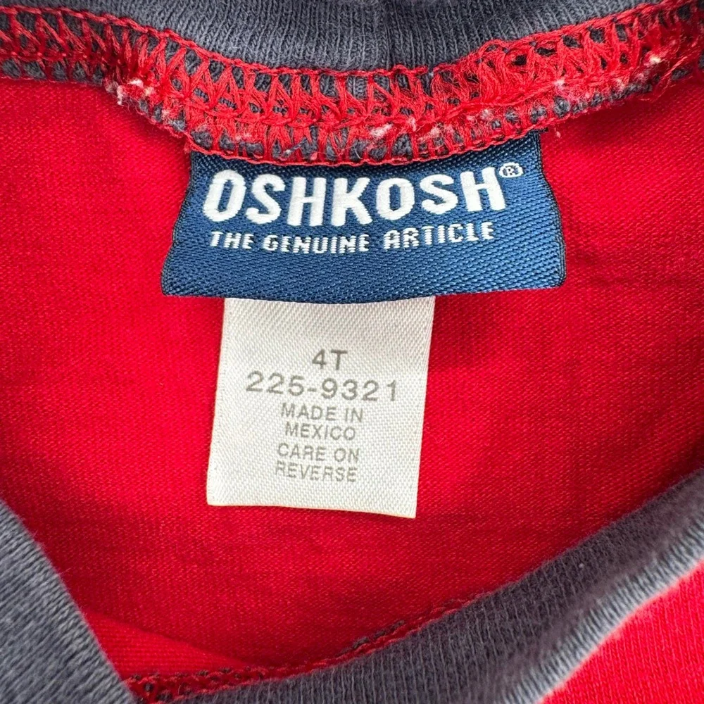 Vtg 90s OshKosh B'gosh Patriotic Baseball Graphic Tee Sz 4T Oshkosh Trusts Tide